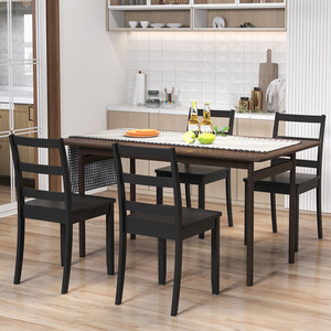Set of 2 Dining Chairs Ladder Back Side Chairs