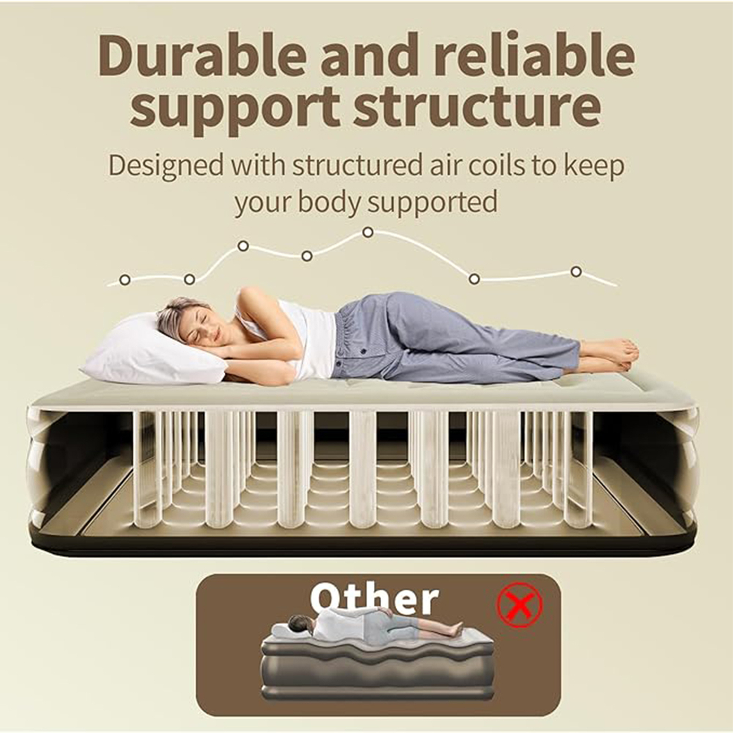 High Raised Inflatable Air Bed with Built-in Pump