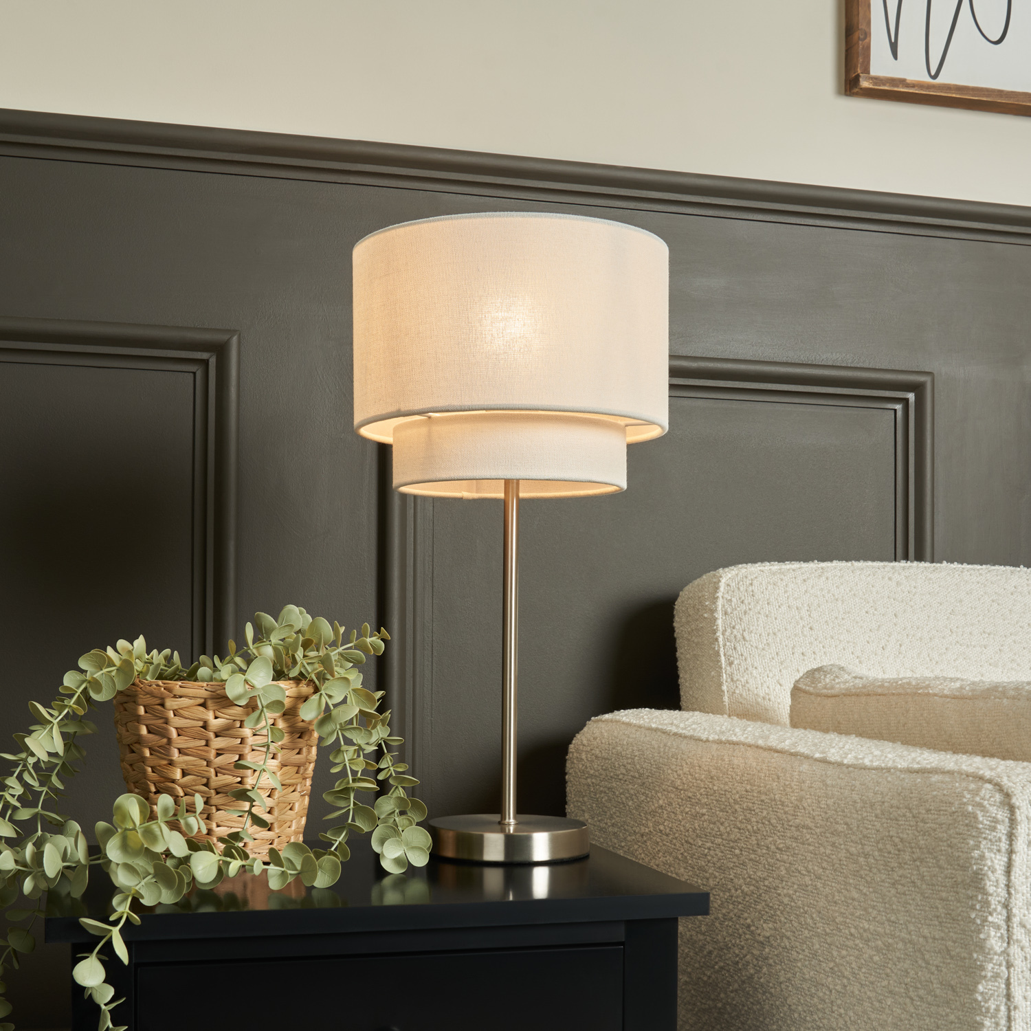 Jayne 1 Light Light Table Lamp With White Shade - Chrome