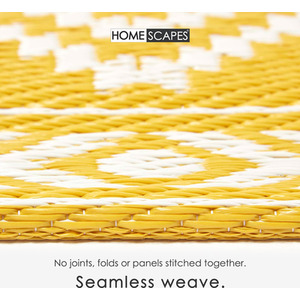 Yellow / 200cm Homescapes Outdoor Rug Luxury Waterproof Reversible Recycled, Yellow Anna Aztec shot 9732247