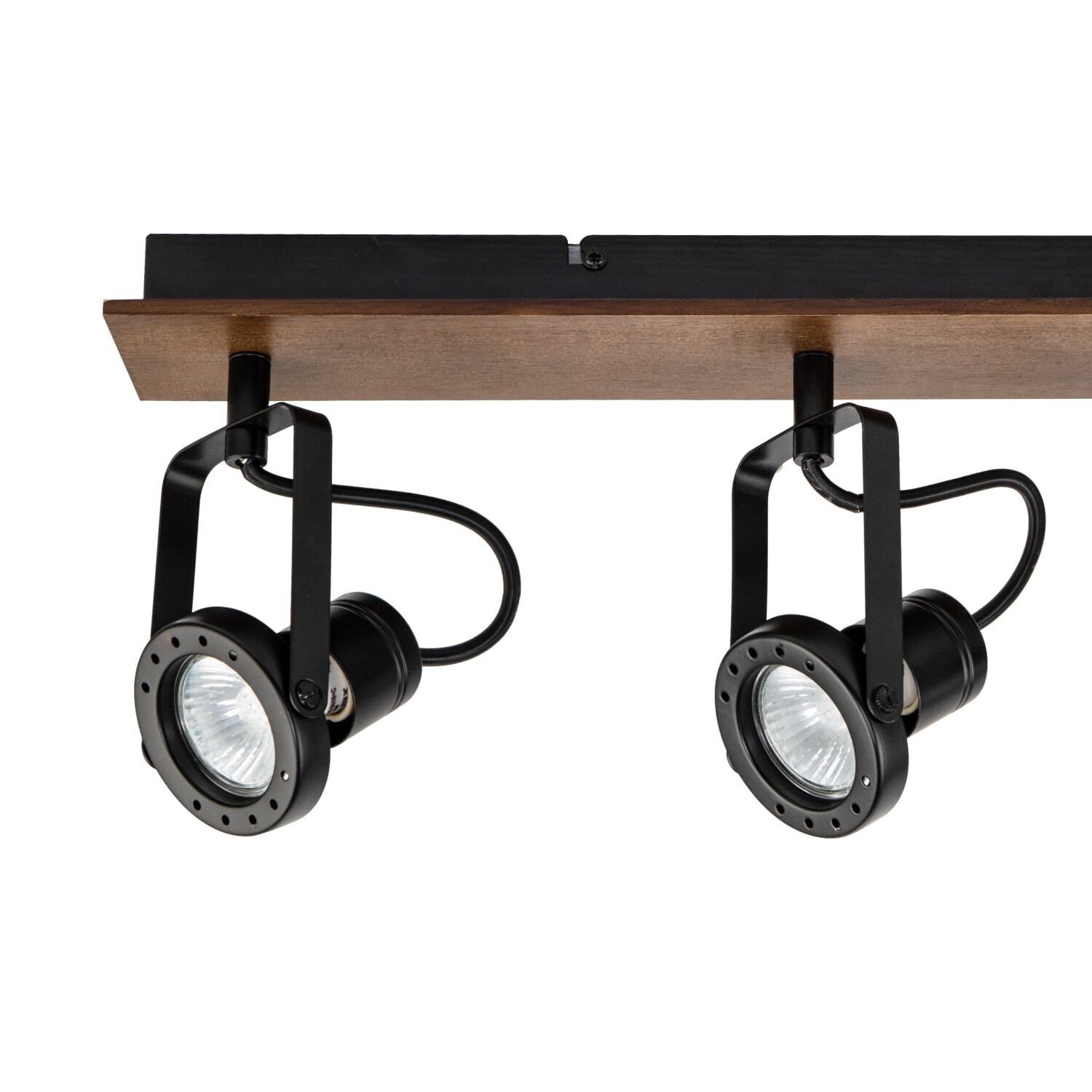 Cosylyte Riverton 4 Light Spotlight With Walnut Wooden Backplate - Wooden