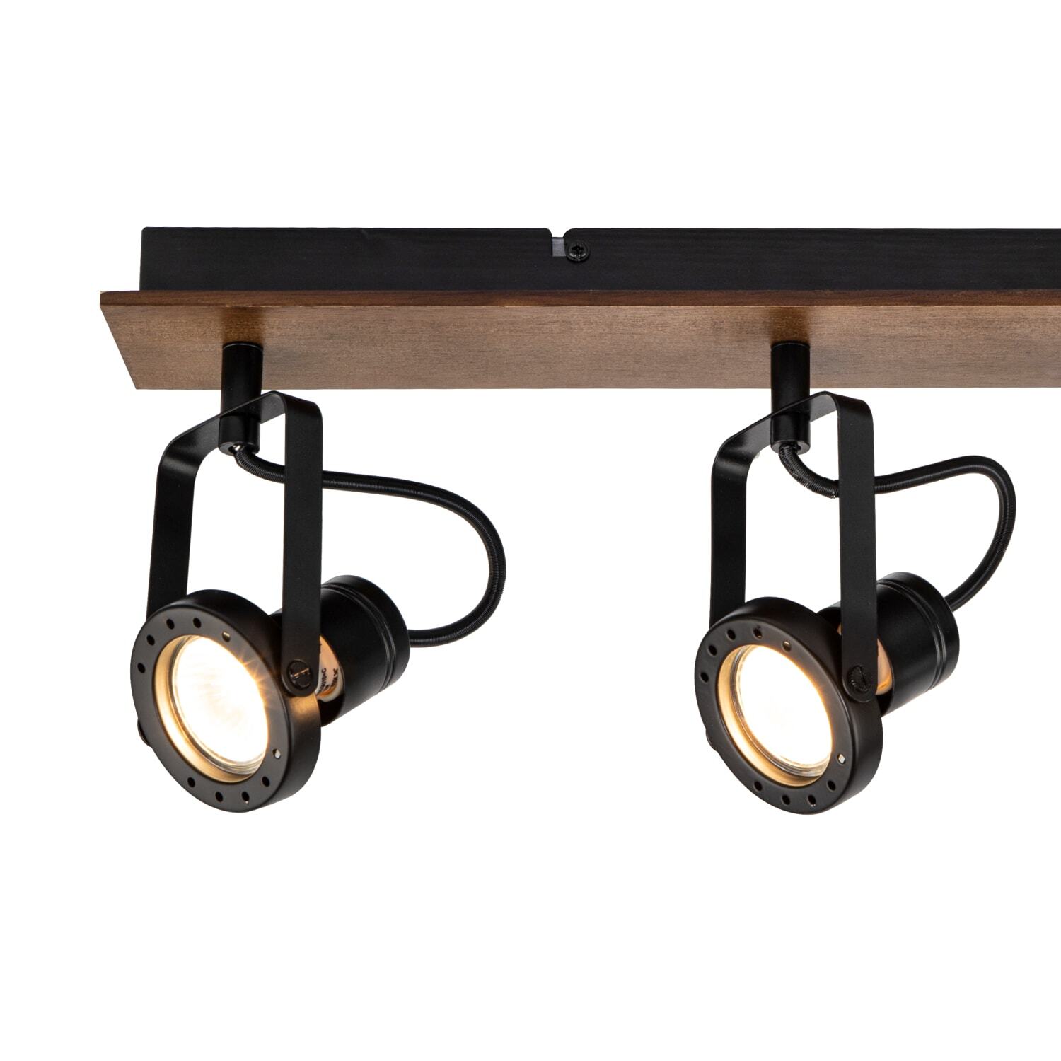 Cosylyte Riverton 4 Light Spotlight With Walnut Wooden Backplate - Wooden