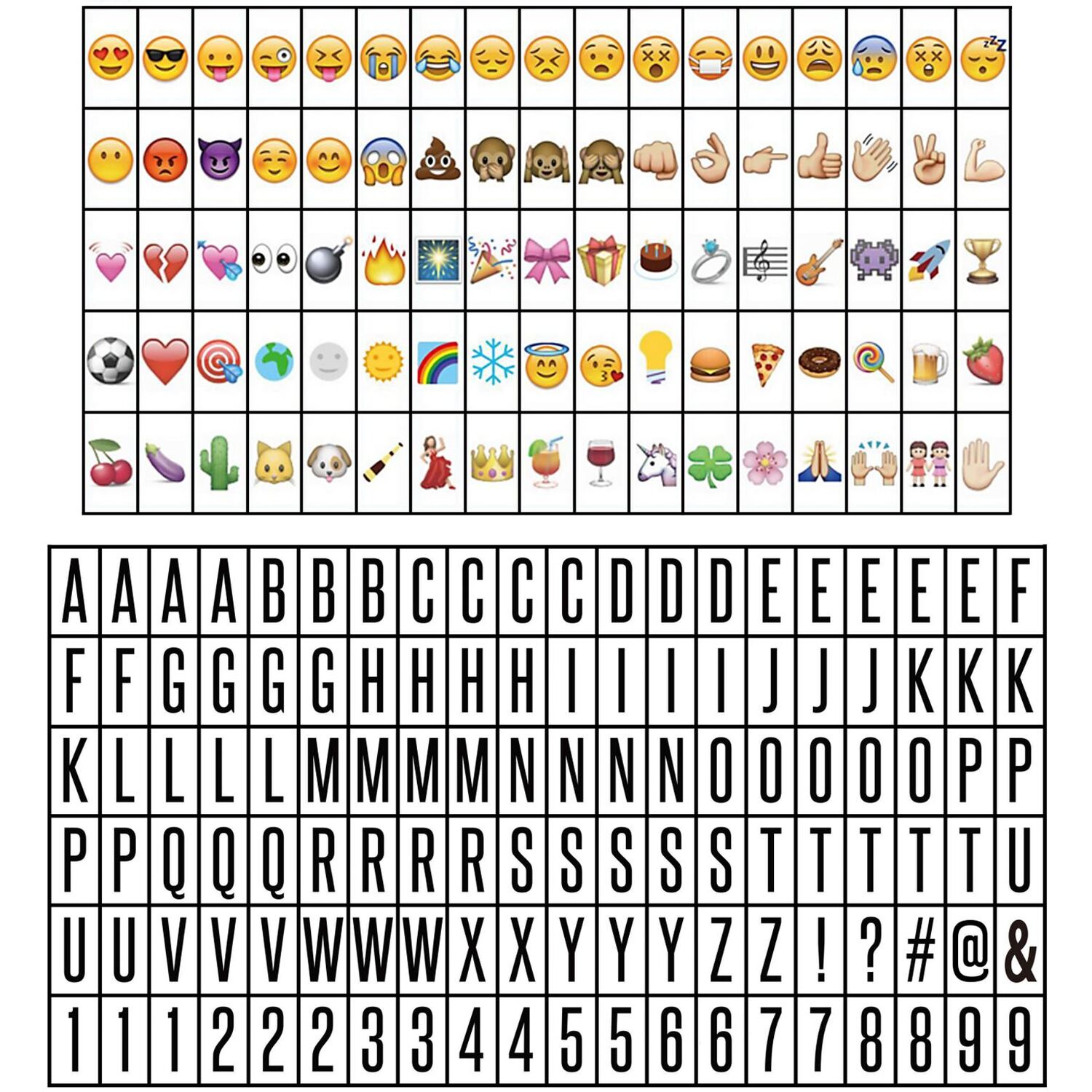 A4 Lightbox with 205 Letters and Emoji