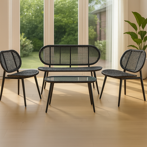 Homerepublic 4 Piece Rattan Garden Furniture Set