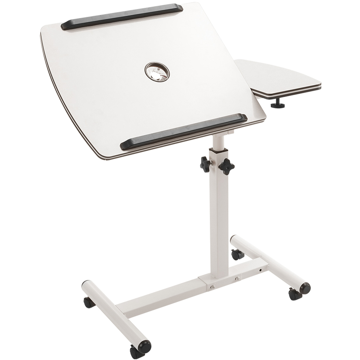 Livingandhome Height Adjustable Mobile Bed Table - White