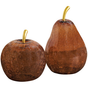 Pack of 2 Crackle Glass Apple and Pear Ornaments