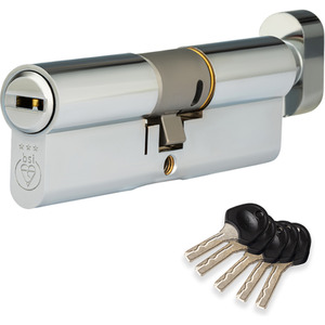 Colossus Polished Chrome 3 Star Kitemarked Thumb Turn Euro Cylinder Lock