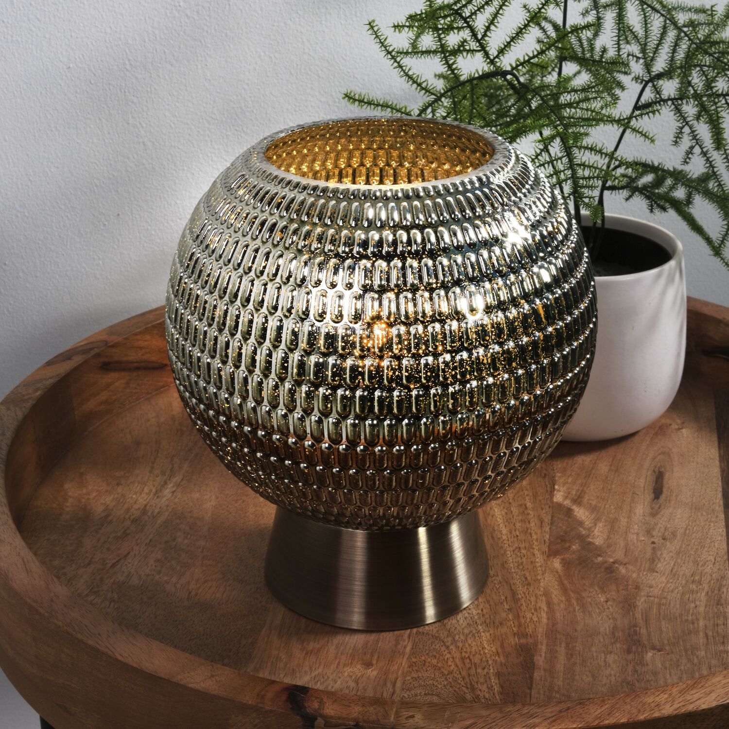 Image of Battery Powered Glass Lamp - Green