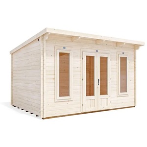 13x10ft Dunster House Log Cabin Garden Office with Pent Roof