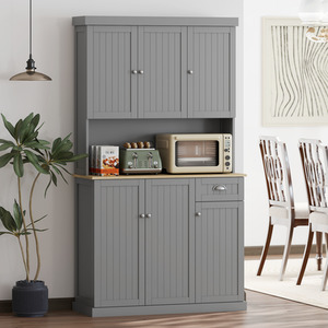 HOMCOM Kitchen Cupboard Storage Cabinet with Adjustable Shelves