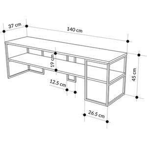 Black Wood, Plywood Modern TV Unit Open Shelf Metal Frame Black Wood, Plywood shot 10977130