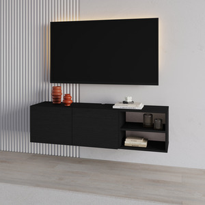 Black Wood Decortie Modern Floating TV Stand for 50 Inch TVs shot 11119616