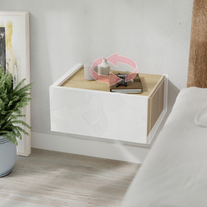 Sandstone, Travertine Wall Bedside Table with Drawer Handleless Nightstand shot 11266981