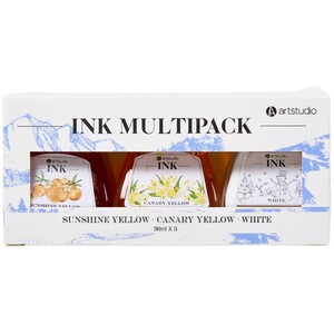 Pack of 3 Yellow and White Ink Pots