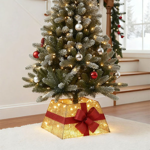 Square Christmas Tree Collar Basket with Bow