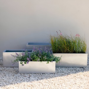 Rectangular Zinc Galvanised Silver Trough Planter