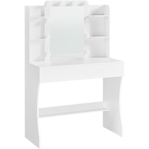 White Yaheetech Dressing Table Vanity Desk with Mirror and Lights shot 11565714