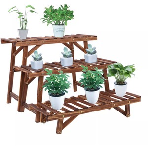 3 Tier Bamboo Indoor Outdoor Living Room Step Plant Stand