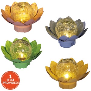 Solar Lotus Crackle Glass Light