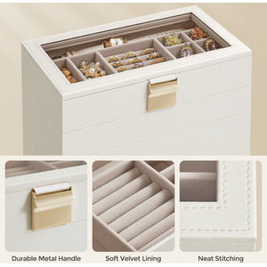 SONGMICS 6-Tier Jewellery Box, Stackable Jewellery Trays