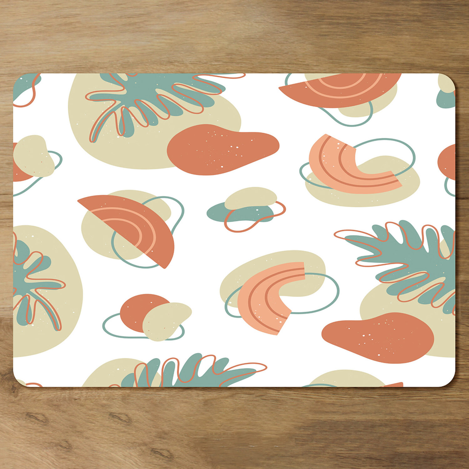 line art and botanical elements Designer Placemat Set - Green