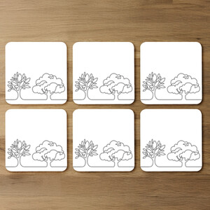 line drawing of trees Designer Coaster Set