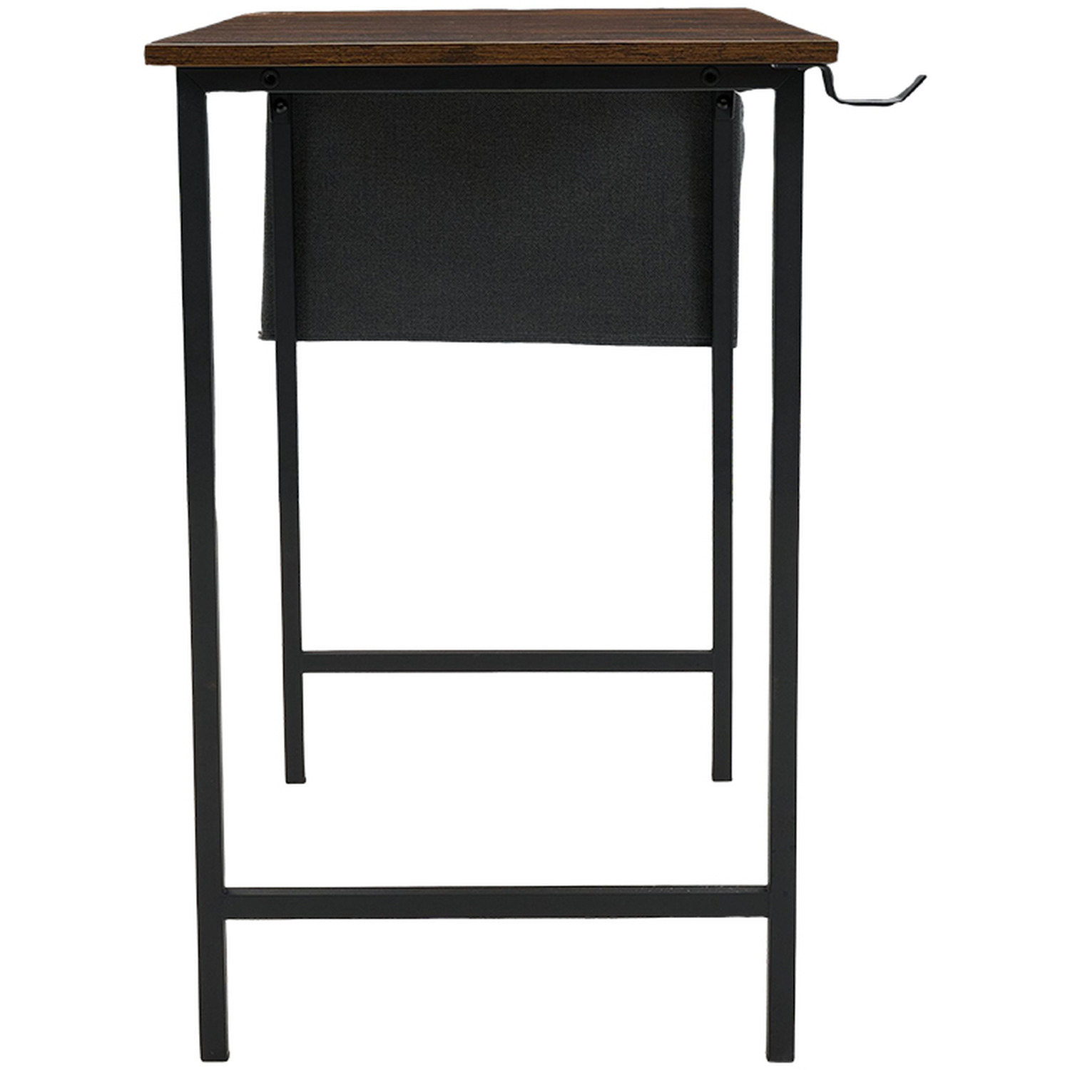 Home Office Desk With Side Storage Pocket And Hook - Brown Black