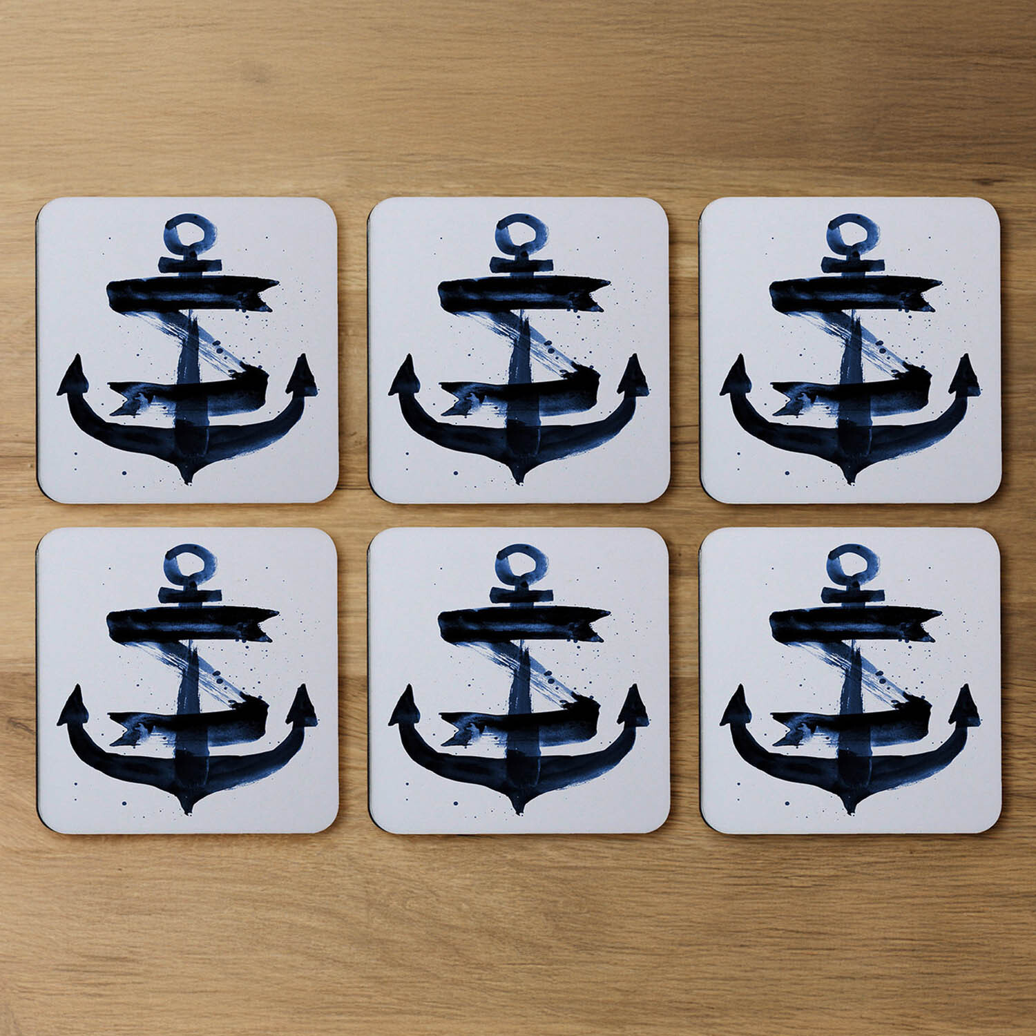 Image of Watercolour Anchor Coaster - Blue