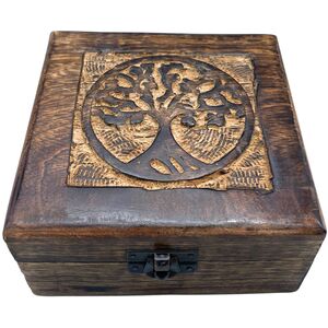Square Wooden Keepsake Box Tree of Life