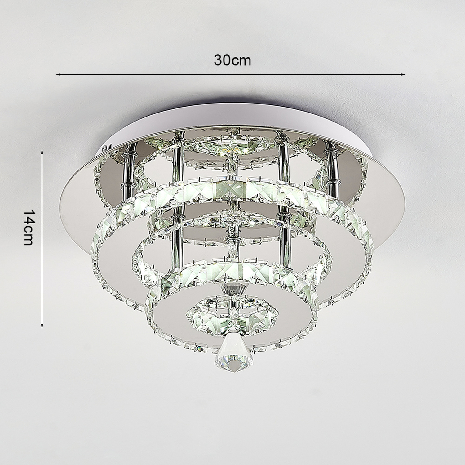 Modern Double Tiers Median Size Crystal Led Ceiling Light - Silver Metalcrystal