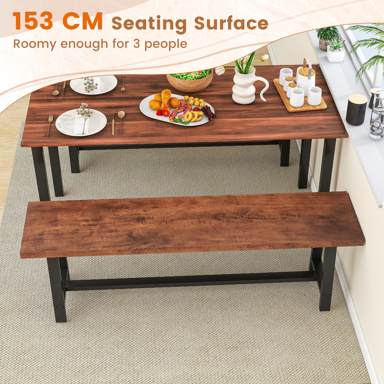 3 Person Entryway Shoe Bench - Brown