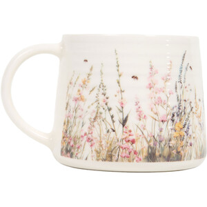 Floral Bees Ribbed Mug