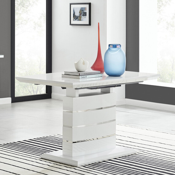 Renato High Gloss 4  6 Seat Modern Extending Dining Table
