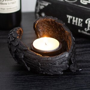 Raven Wings Tealight Candle Holder Gothic Dark Decor Light