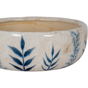 Small Blue Floral Ceramic Bowl Perfect for Plants Decor