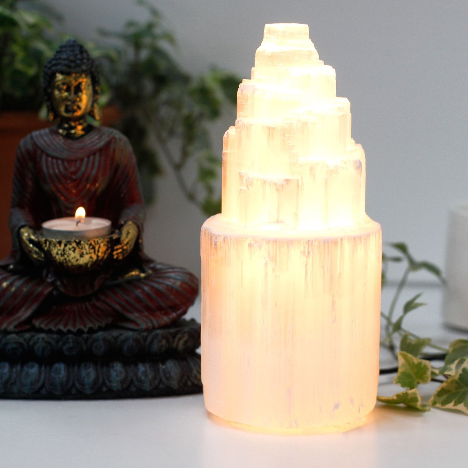 Image of Natural Selenite Tower Lamp Cleansing Healing&hellip;