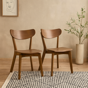 Saffron Walnut Wood-Effect Dining Chairs Set of 2