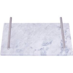 Salerno Grey Marble Serving board with Silver Handles