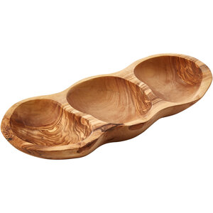 Kora 3 Section Olive Wood Antipasti Dish