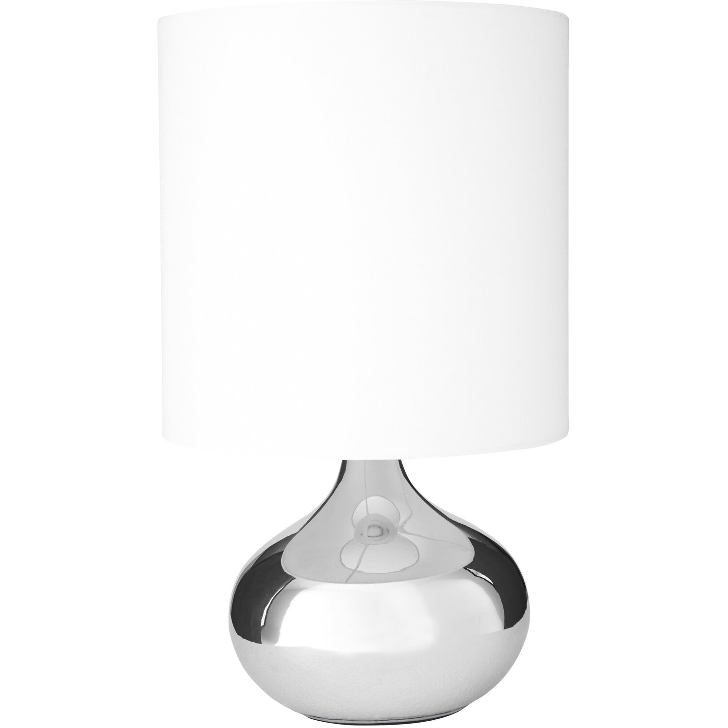 Niko White Fabric Shade Table Lamp - Silver