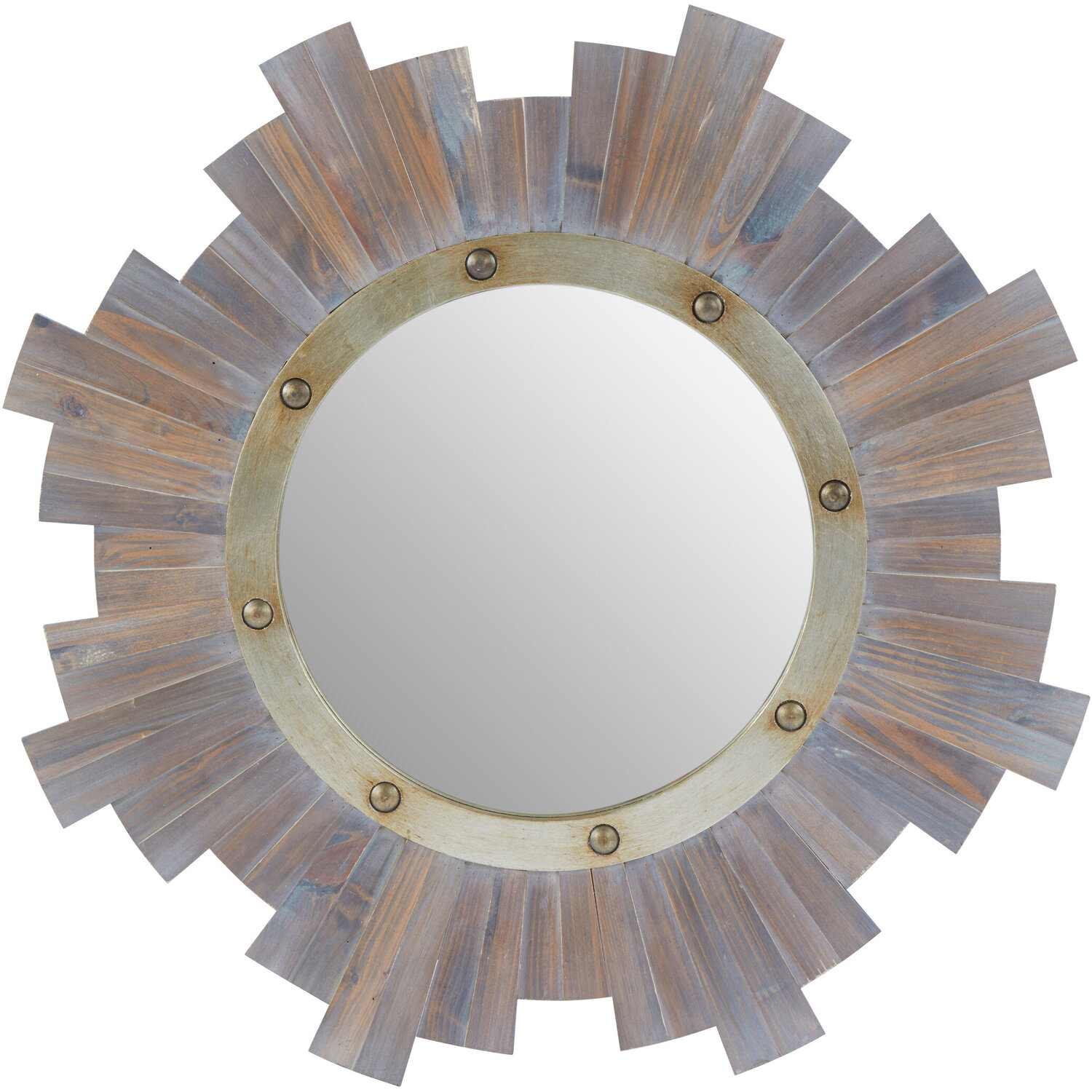 Mataram Black Natural Rattan Eye Shape Wall Mirror - Grey
