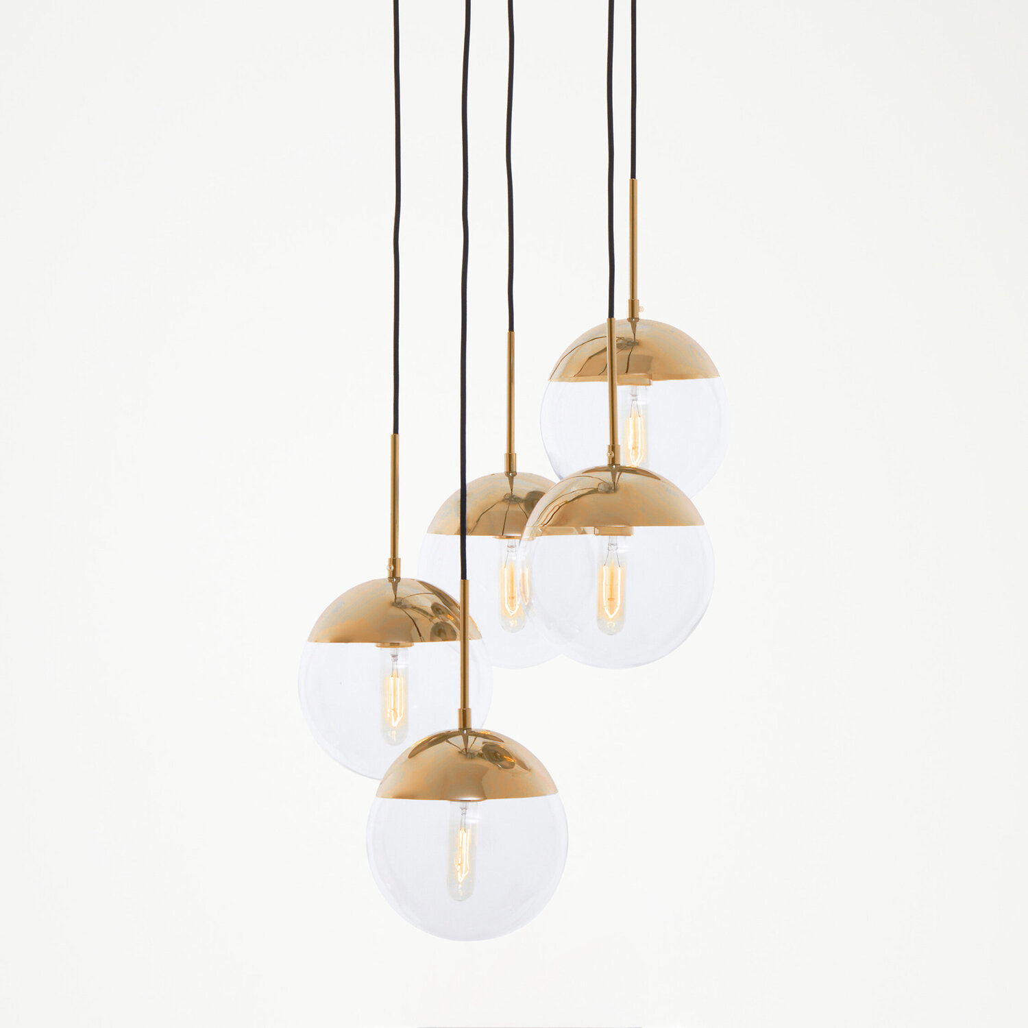 Revive Gold Finish Five Pendant Lights - Gold