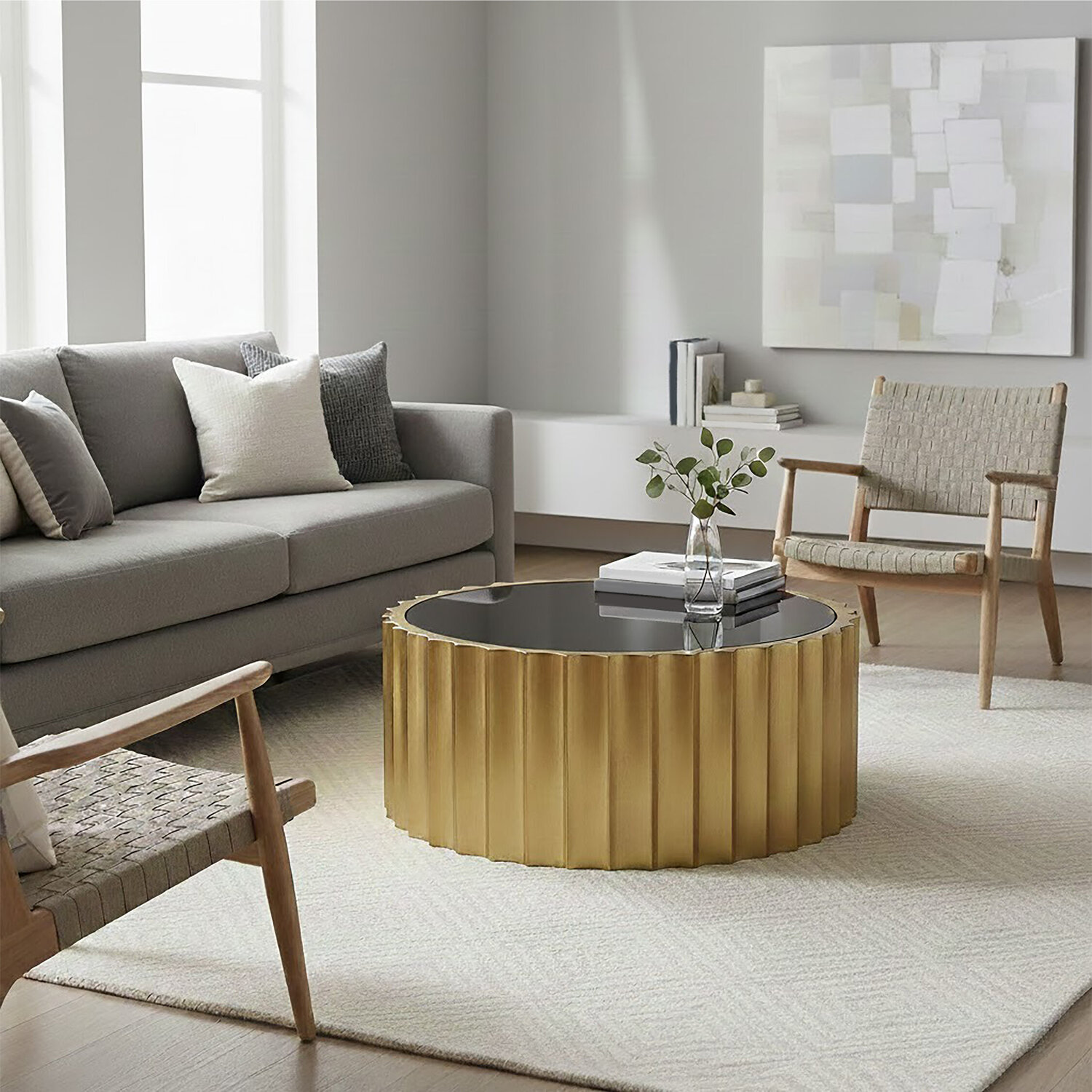 Alvaro Black And Titanium Round Coffee Table - Black