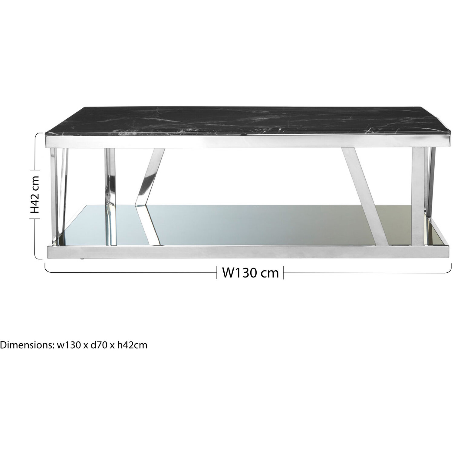 Ackey Table Ackley Silver Coffee Table with Marble Top