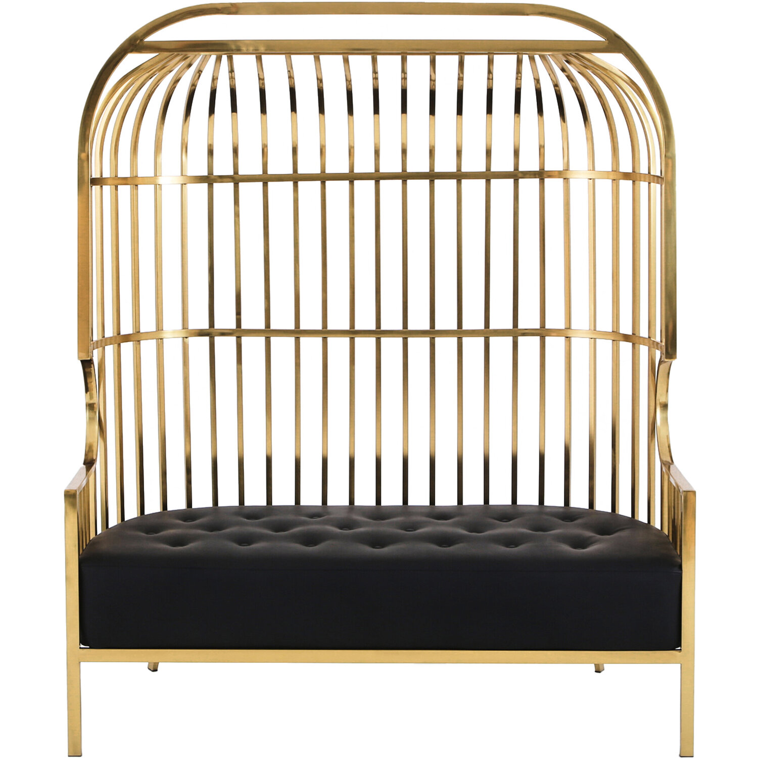 Eliza Gold Dome Cage Two Seat Sofa - Gold