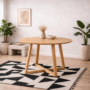 Frida Round Dining Table Oiled Wild Veneer Matt Finish 4 Seater