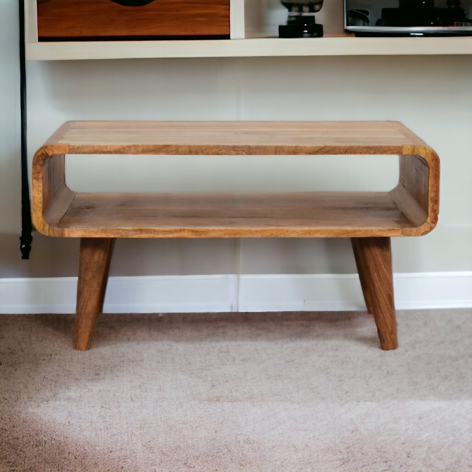 Solid Wood Open Oak-ish Media Unit - Brown