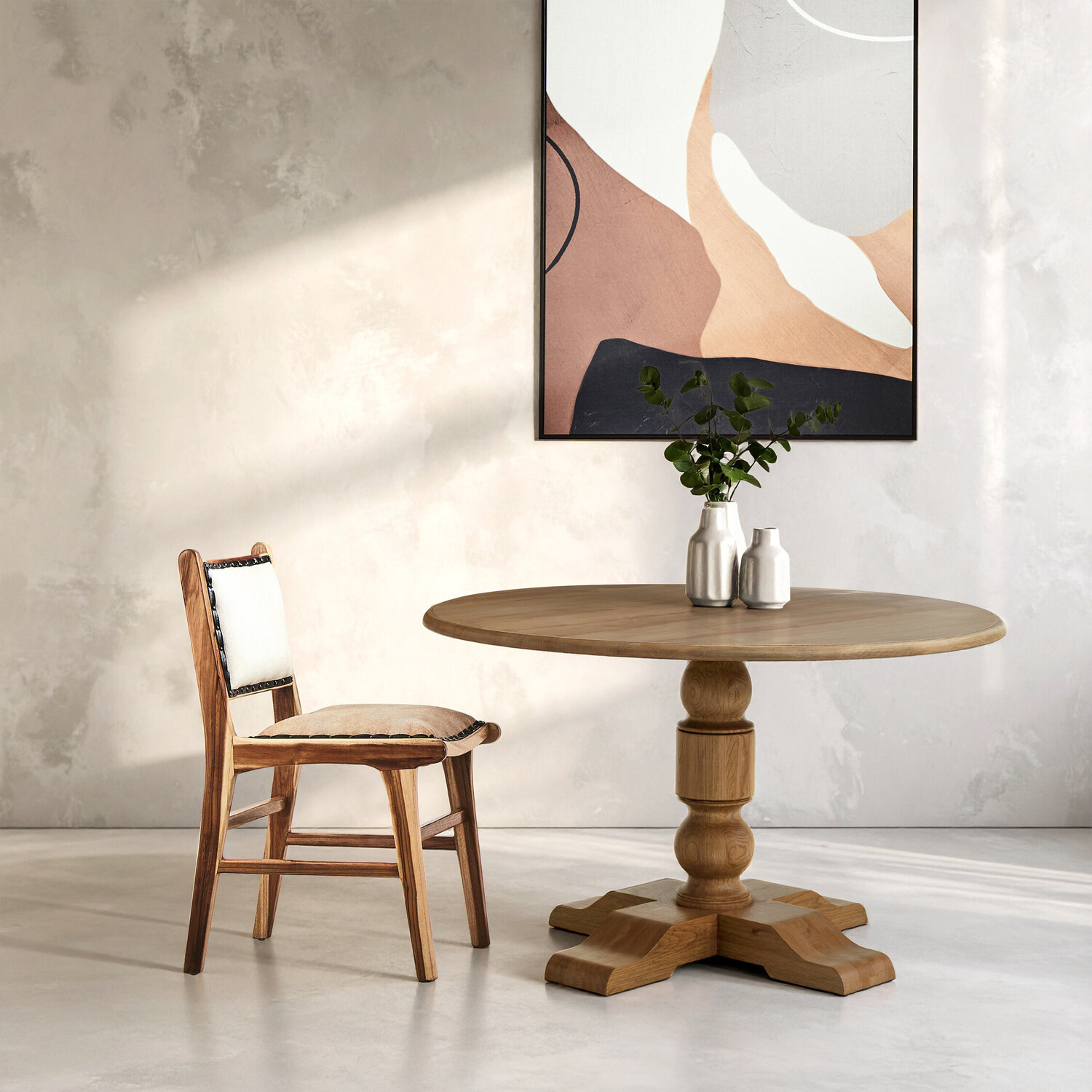 Parkside Oak Wood Round Dining Table - Natural