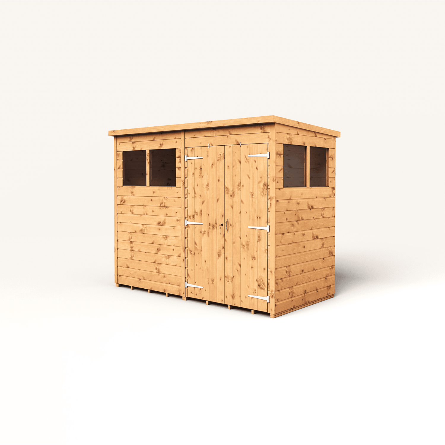 Empire 8x4 Modular Pent Garden Shed with a Double Door & Windows - Brown