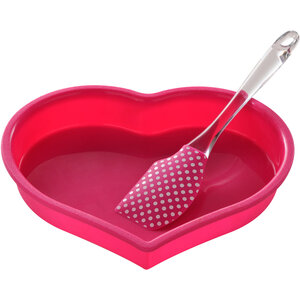 Hallie Heart Silicone Mould and Spatula Baking Set